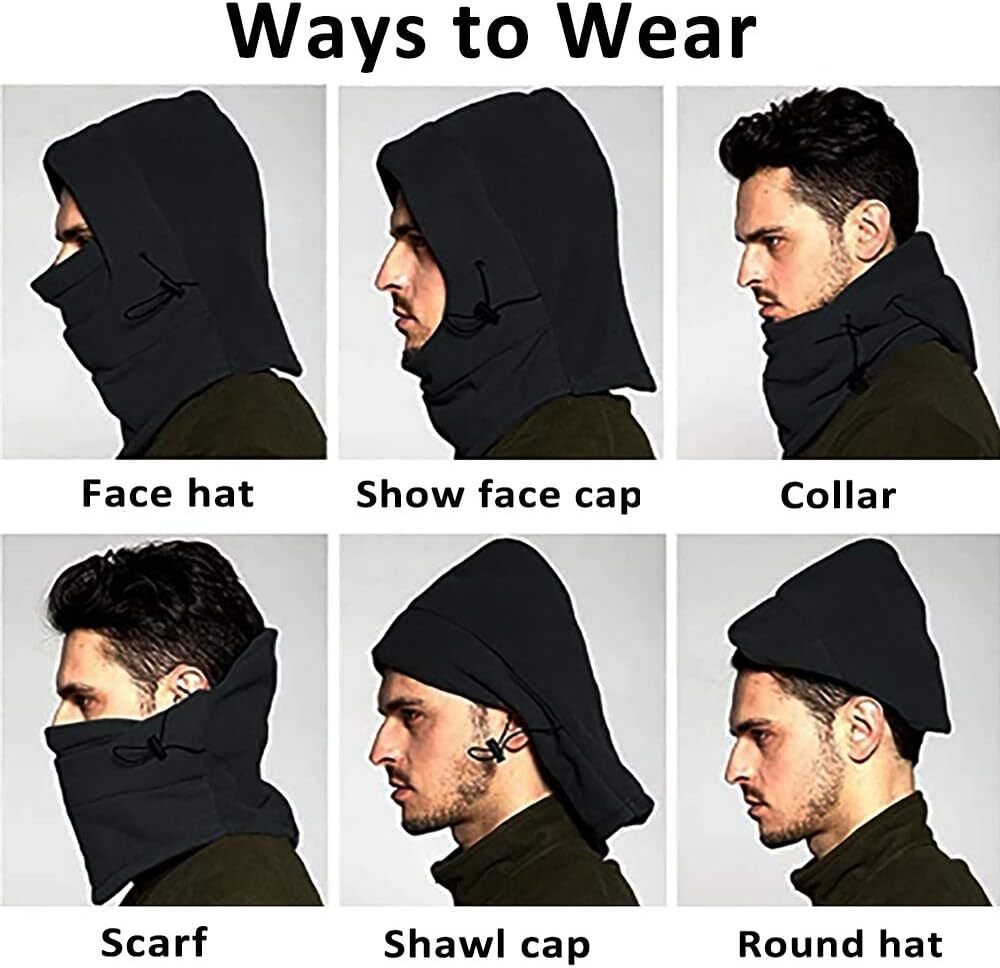 Thermal Fleece Balaclava Face Mask Beanie Hat Ski Snowboard Motorbike - Black 9