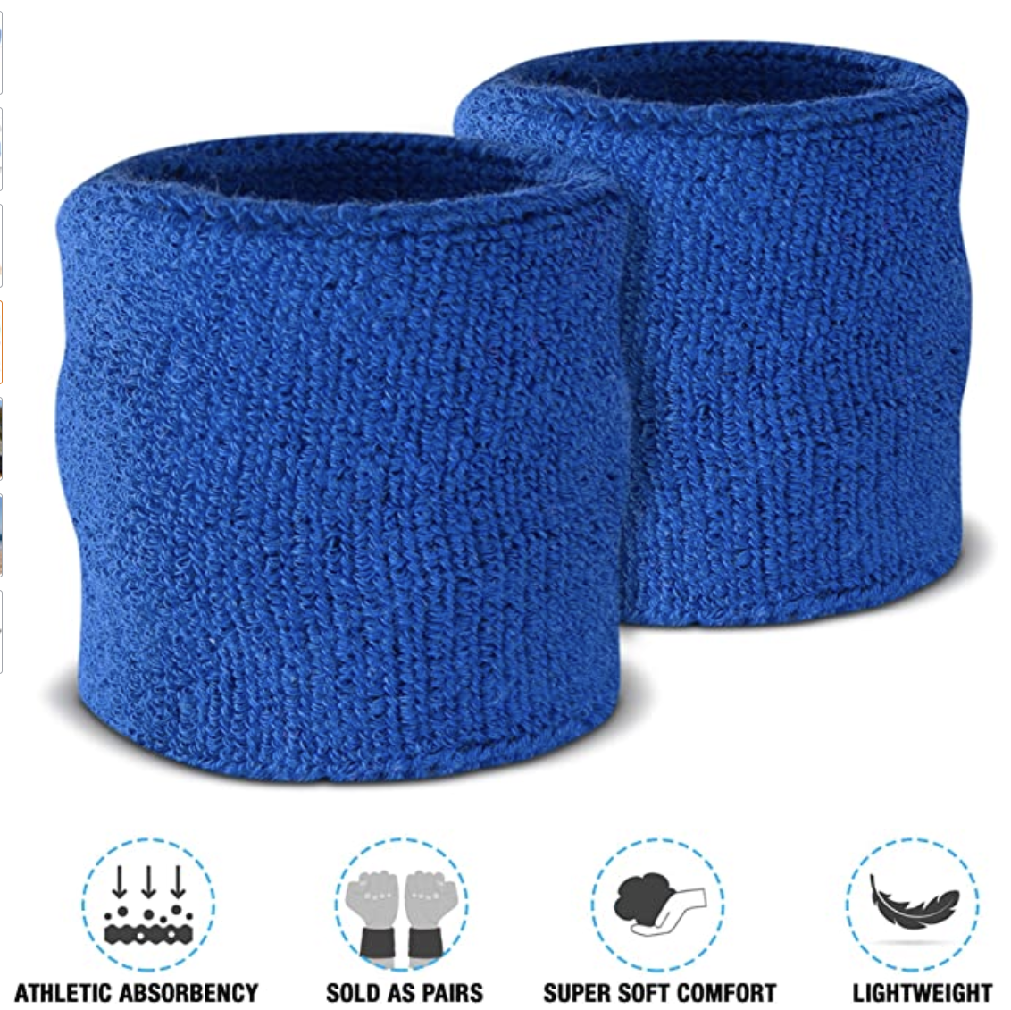 WRISTBAND & HEADBAND SET Tennis Terry Towelling Cotton Sweat Band Team Gym  - Blue 3