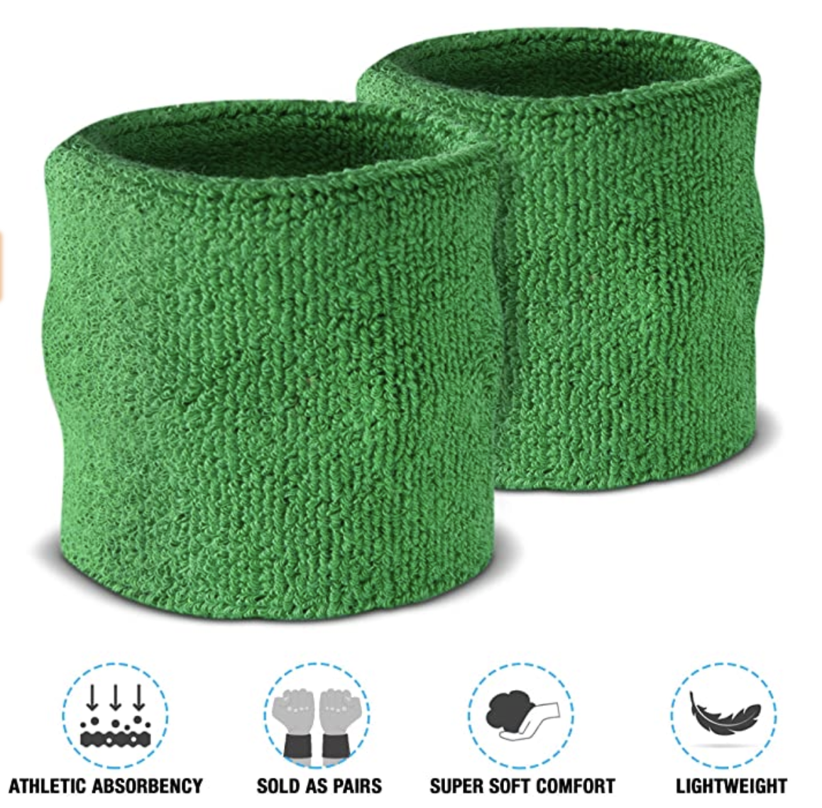 WRISTBAND & HEADBAND SET Tennis Terry Towelling Cotton Sweat Band Team Gym  - Green 3