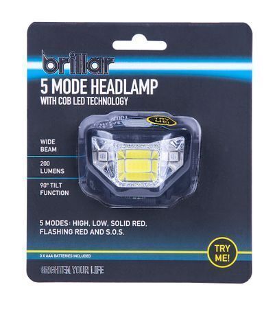 5 Mode Headlamp COB LED Technology Wide Beam Light Adjustable Headband 90 degree Running 7
