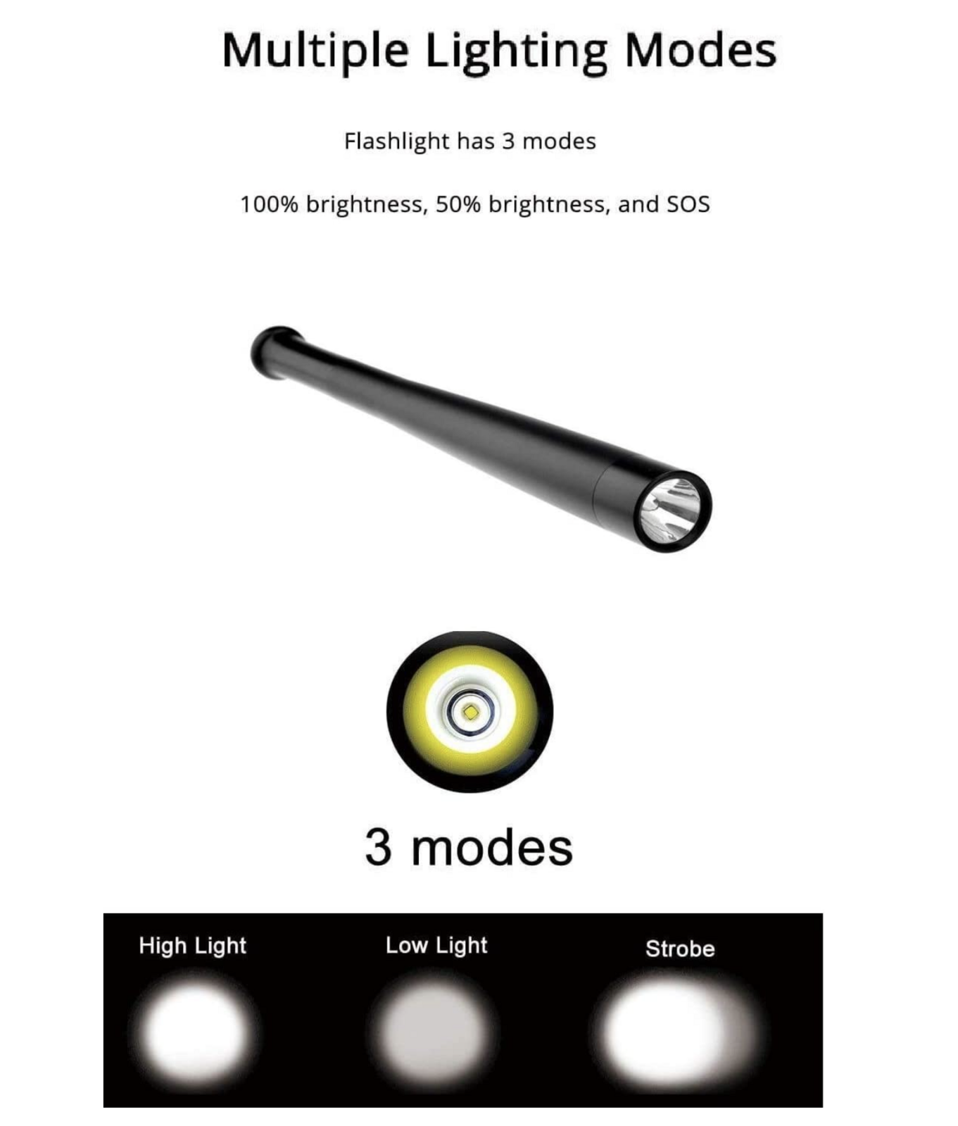 Baseball Bat LED Flashlight Super Bright Baton Torch Emergency Security Tools in Assorted Colours 8