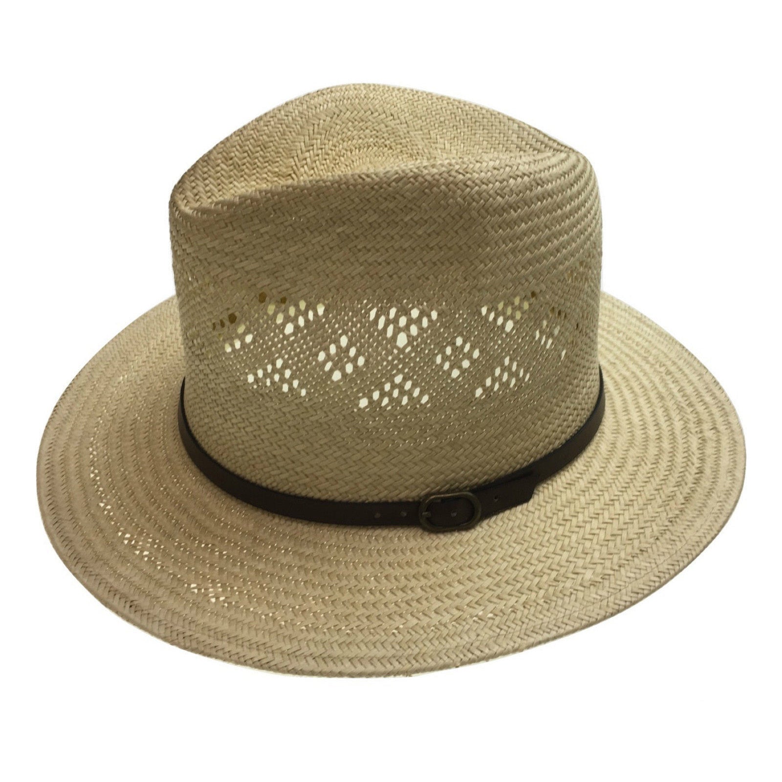 Natural STRAW PANAMA HAT FEDORA Summer Trilby Sun Summer Cap BR108 - 58cm 6