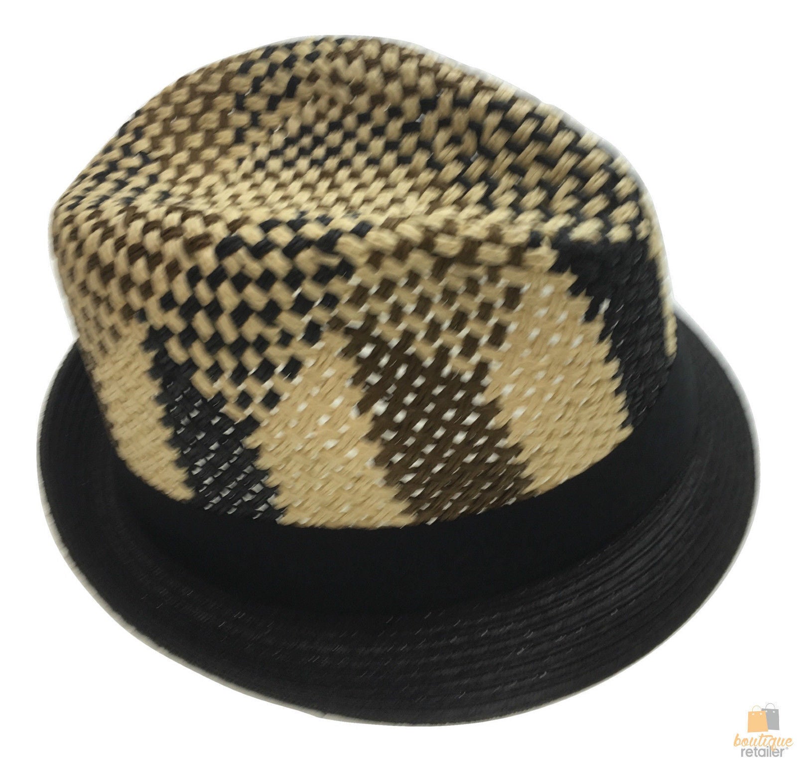 3 Tone Lattice Weave PAPER STRAW TRILBY HAT Fedora Trim Sun Summer Cap - M (57cm) 4