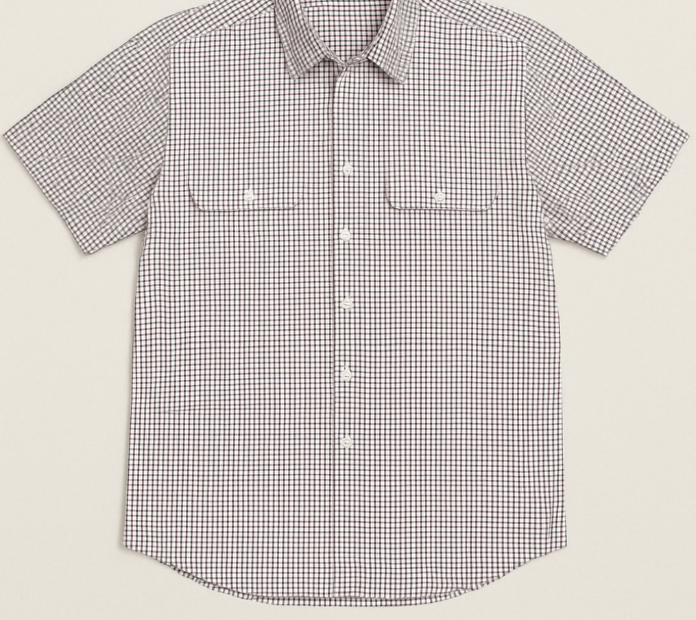 Bisley Mens Short Sleeve Check Shirt Checkered Cotton Blend Casual Business Work - Burgundy - M 4