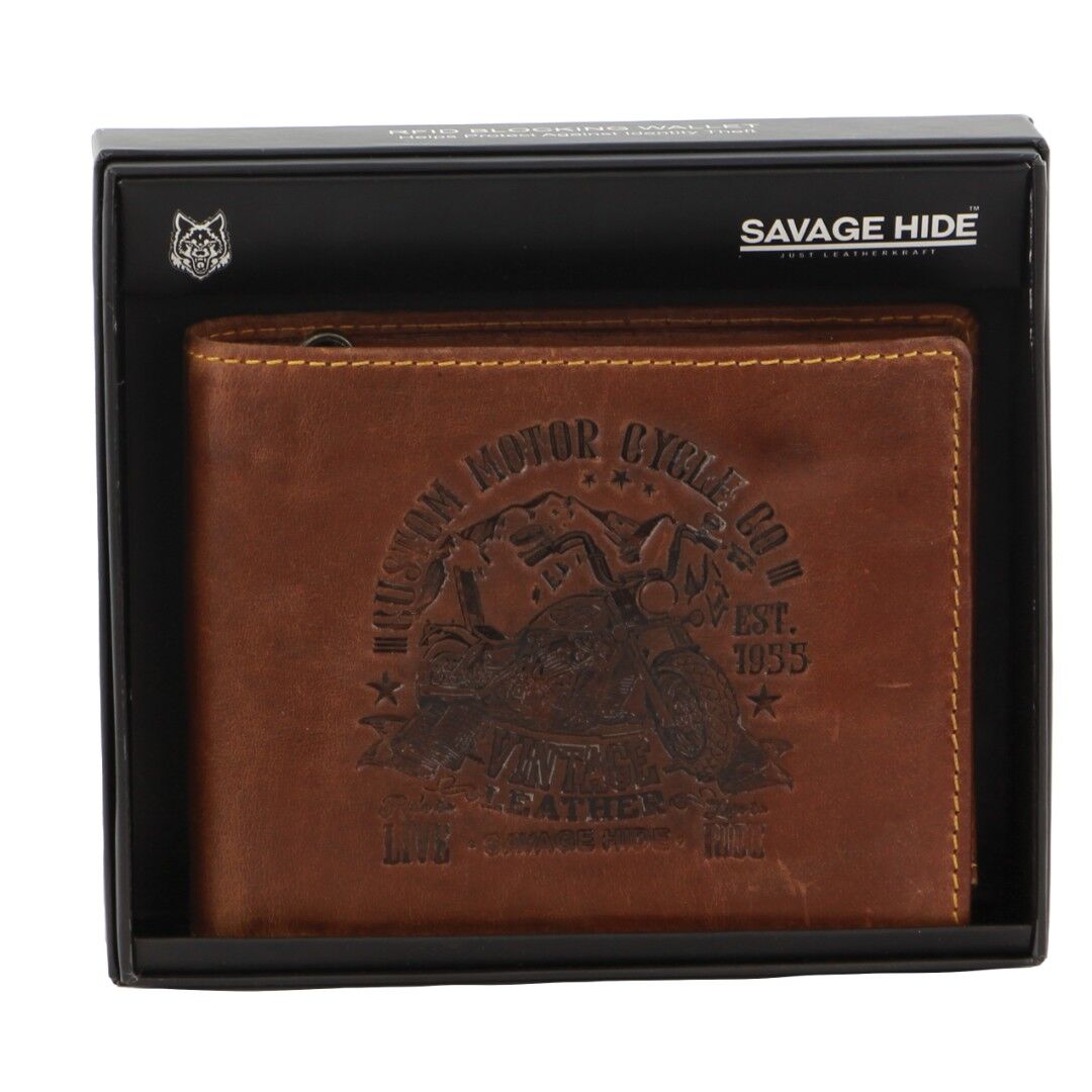 Billy The Kid Mens Leather Wallet Western with Detachable Chain in Gift Box in Cognac 3