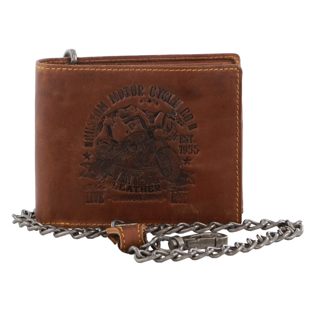 Billy The Kid Mens Leather Wallet Western with Detachable Chain in Gift Box in Cognac 4