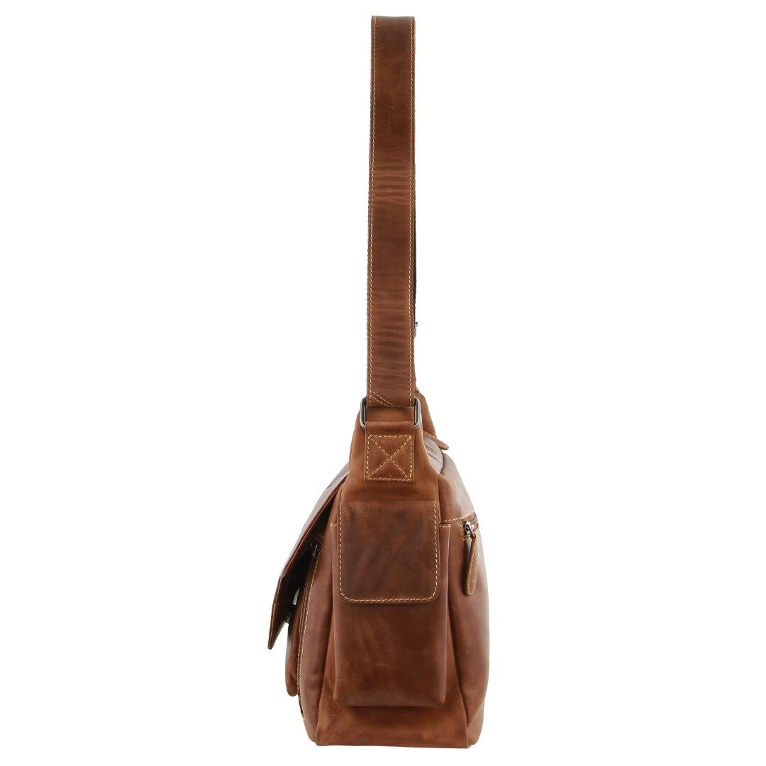 Billy The Kid Men's Genuine Leather Messenger Bag in Cognac 4