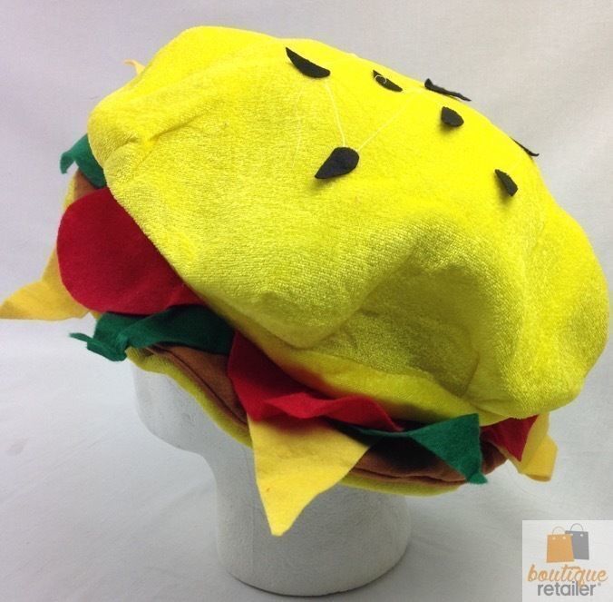 BURGER HAT Costume Party Adult Unisex Novelty Cap Funny Fast Food Hamburger 4