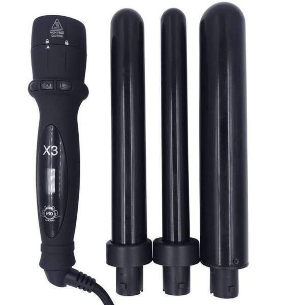 H2D X3 Professional Hair Curling Wand Ceramic Curler Roller - Black 6