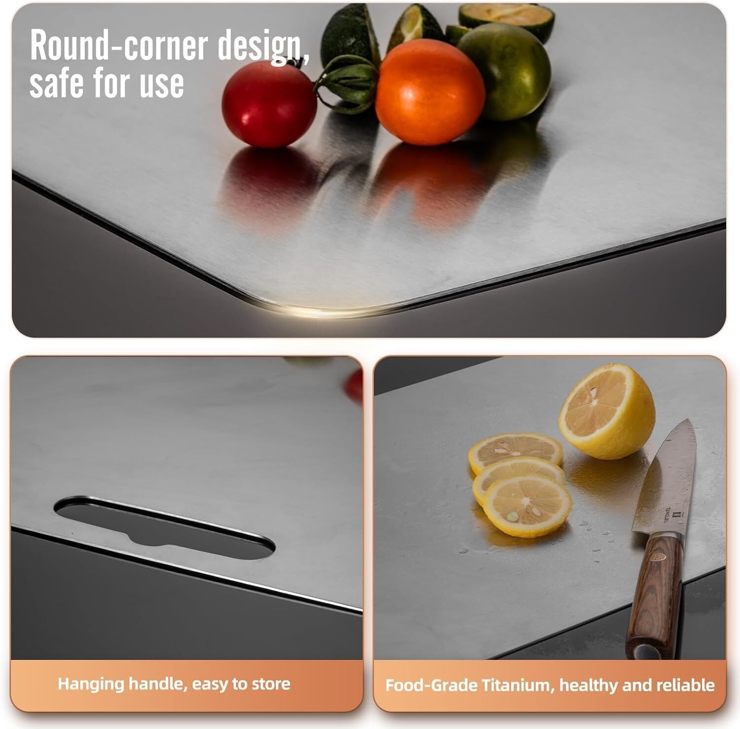 Stainless Titanium Steel Anti-Bacterial Mildew-Proof Cutting Chopping Board 23 x 34cm 5