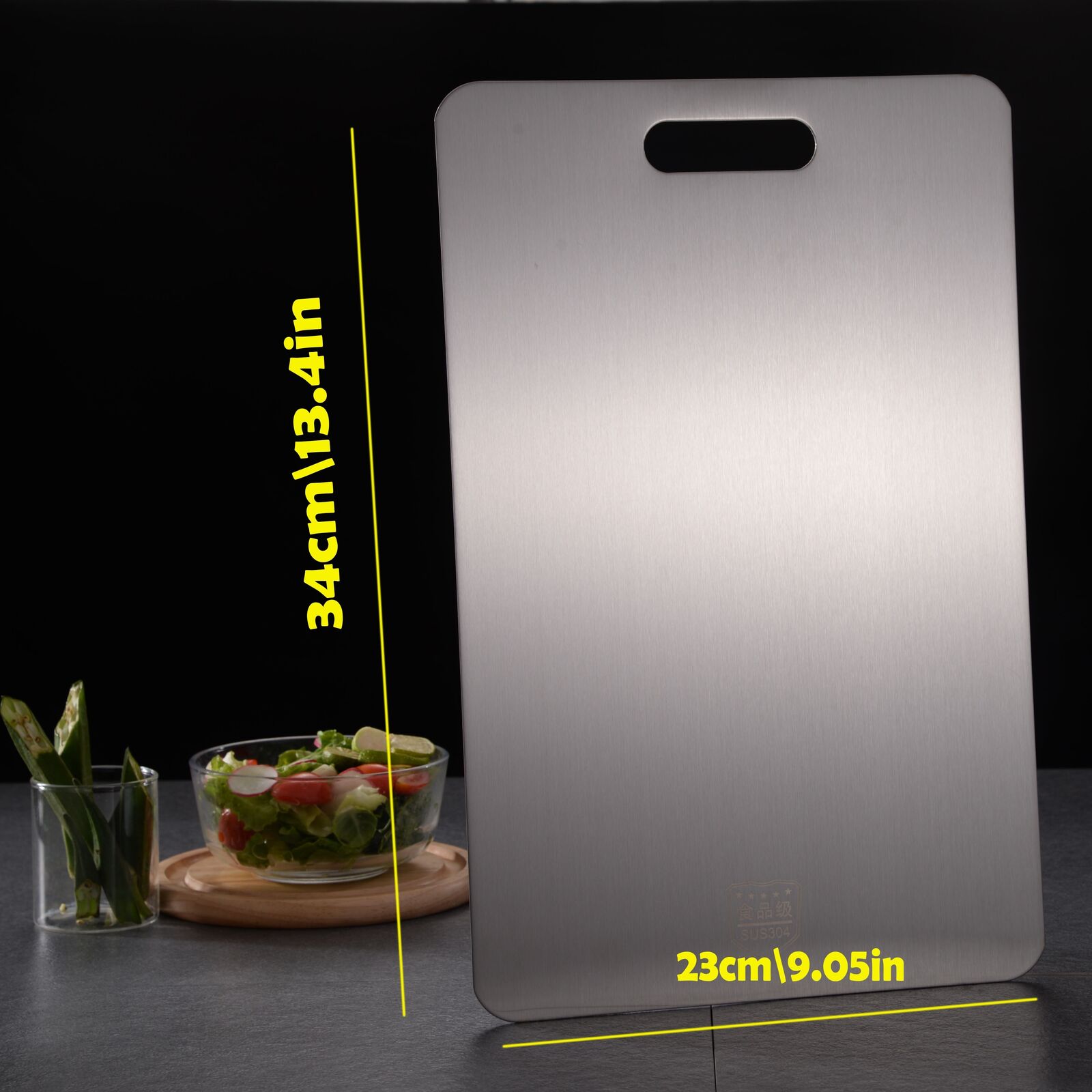 Stainless Titanium Steel Anti-Bacterial Mildew-Proof Cutting Chopping Board 23 x 34cm 9