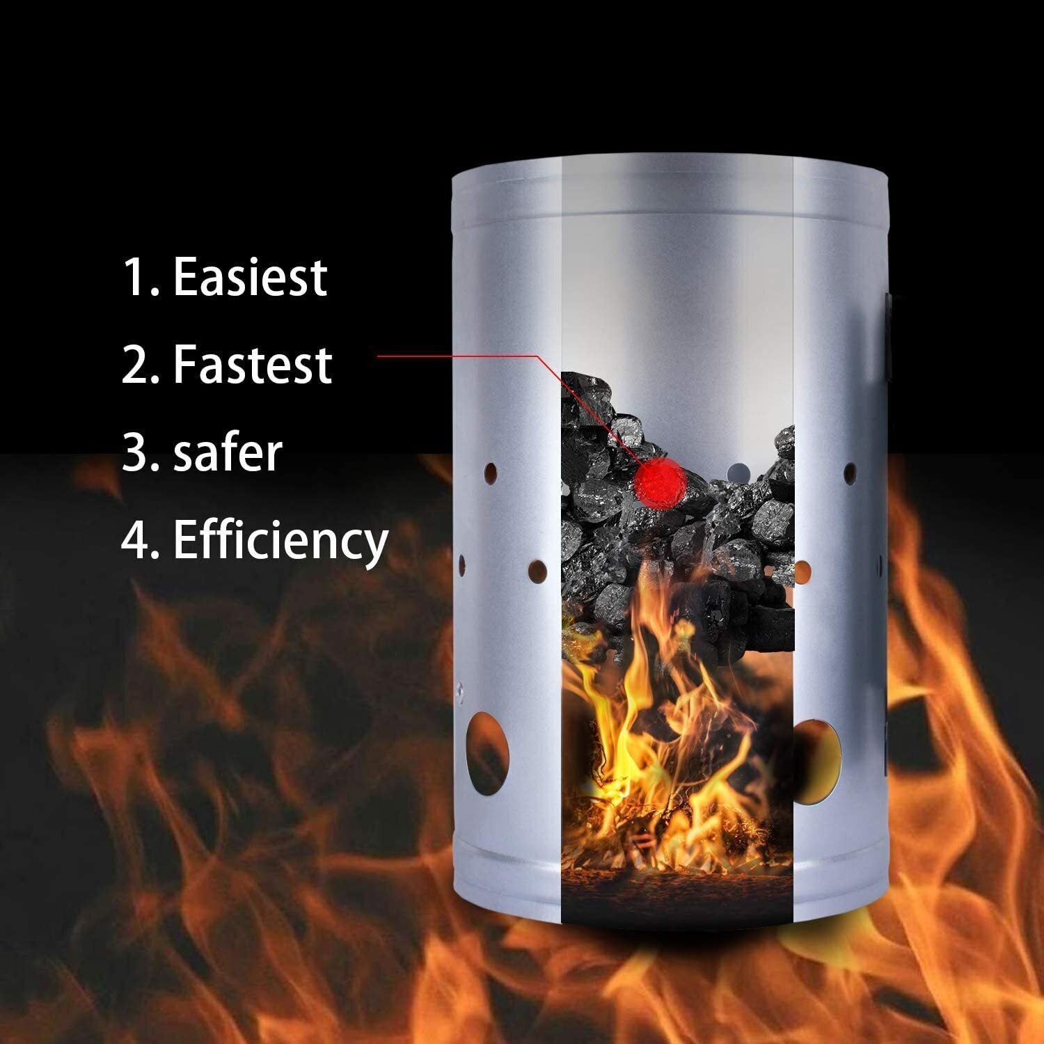 Large Chimney Starter Firewood Quick Rapid Charcoal Lighter Stove For Barbecue 5