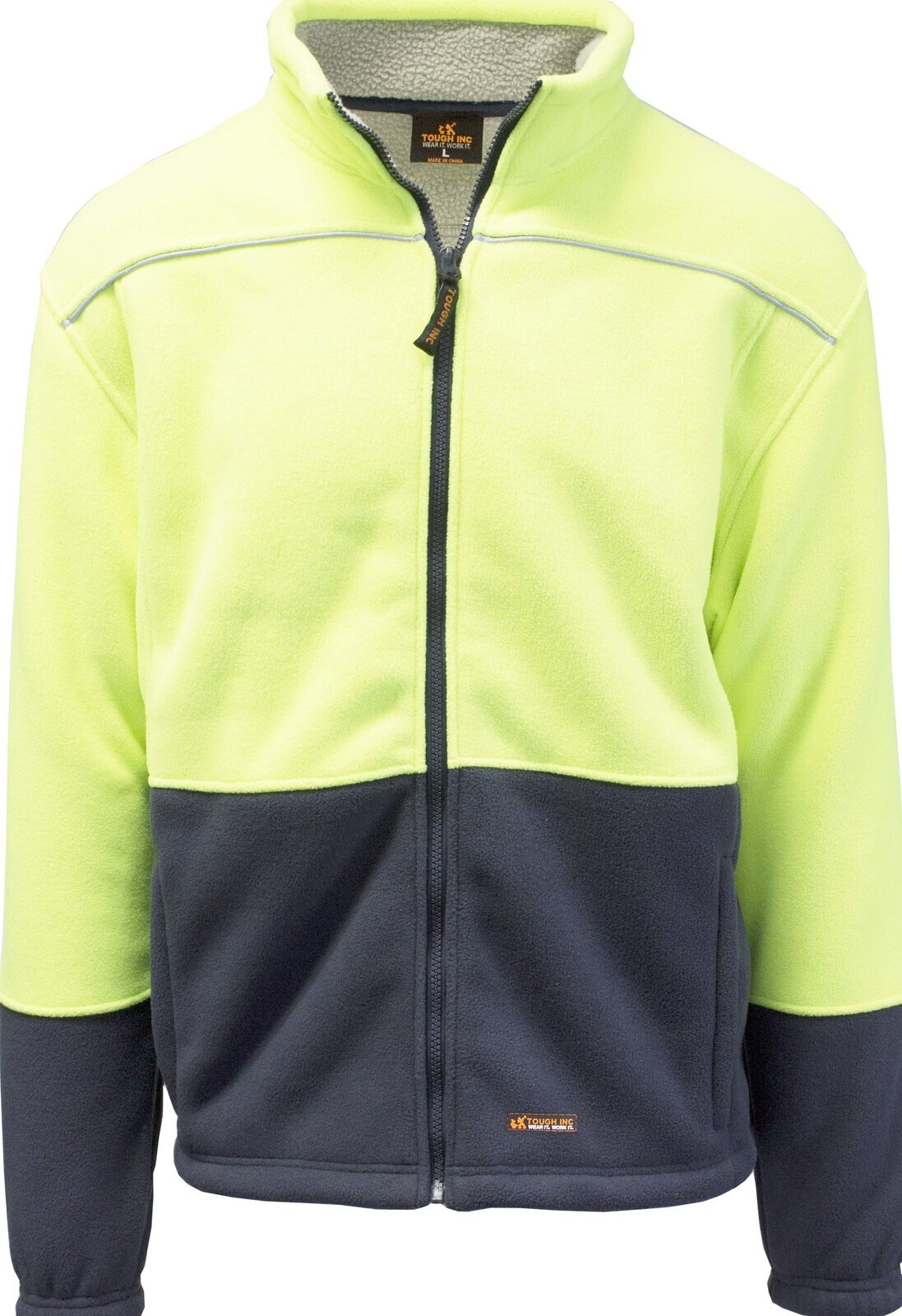 HI VIS Polar Fleece Sherpa Jacket Full Zip Thick Lined  Winter Safety Jumper - Yellow - 3XL 4