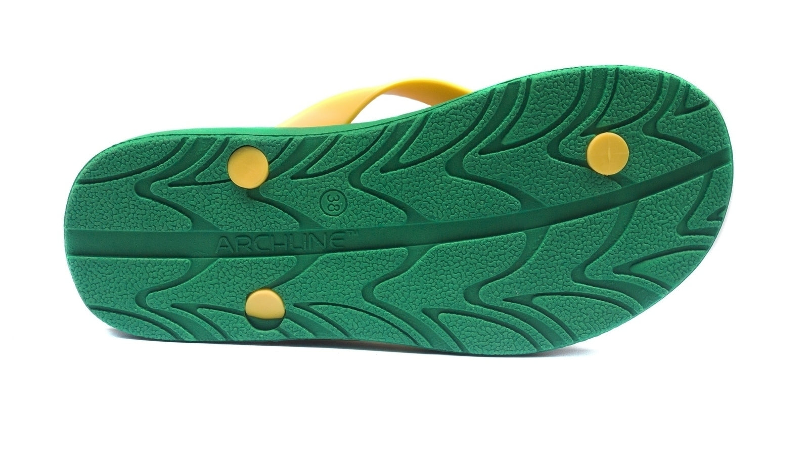 ARCHLINE Flip Flops Orthotic Thongs Arch Support Shoes Footwear - Green/Gold - EUR 36 4