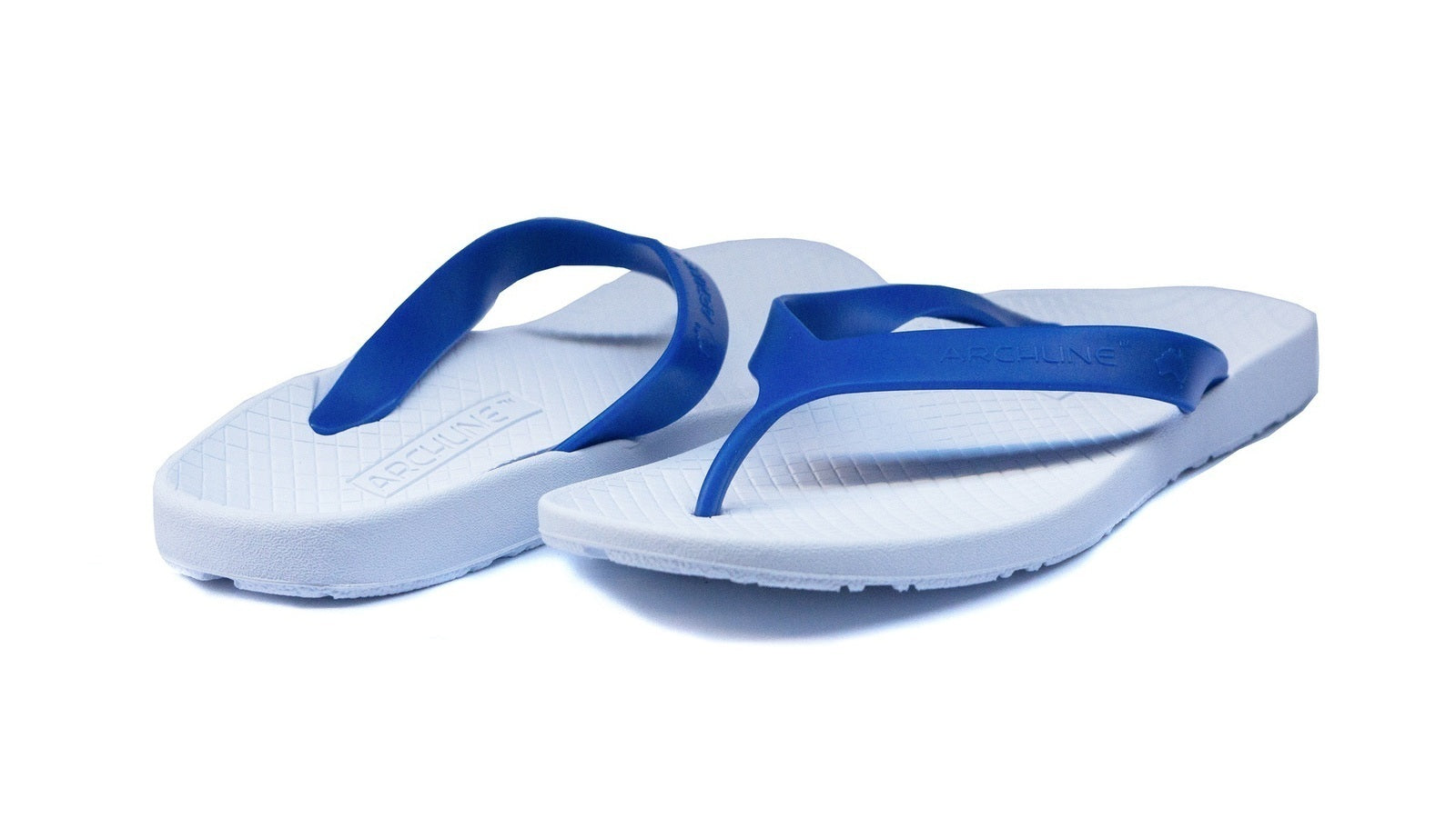 ARCHLINE Flip Flops Orthotic Thongs Arch Support Shoes Footwear - White/Blue - EUR 47 6