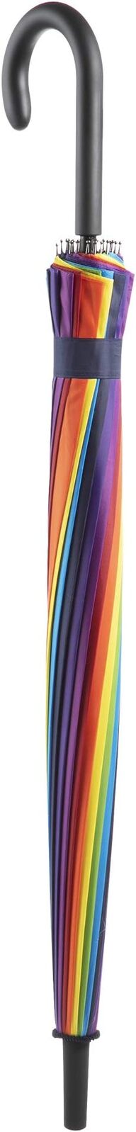 120cm Diameter RAINBOW UMBRELLA Rain Sun Colourful Parasol Long Shaft - Curved 3