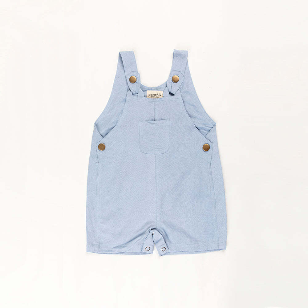Ponchik Babies + Kids - Cotton Dungaree Overalls - Capri Blue - 3-6 months 5