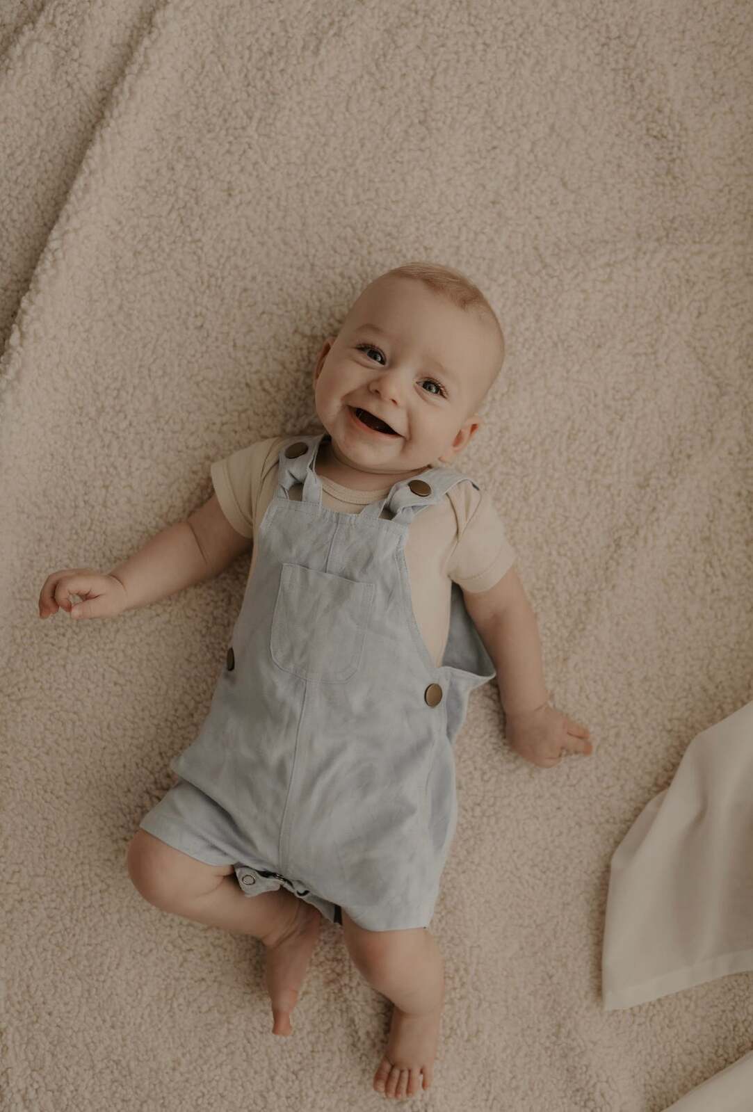 Ponchik Babies + Kids - Cotton Dungaree Overalls - Capri Blue - 3-6 months 3
