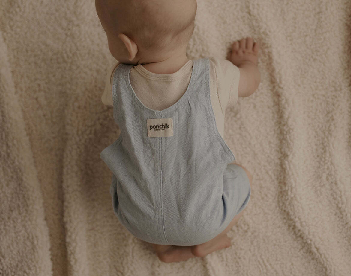 Ponchik Babies + Kids - Cotton Dungaree Overalls - Capri Blue - 3-6 months 4