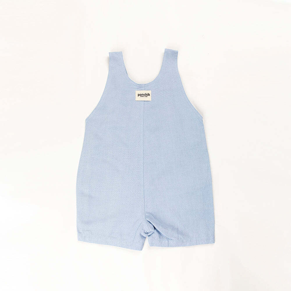 Ponchik Babies + Kids - Cotton Dungaree Overalls - Capri Blue - 3-6 months 8