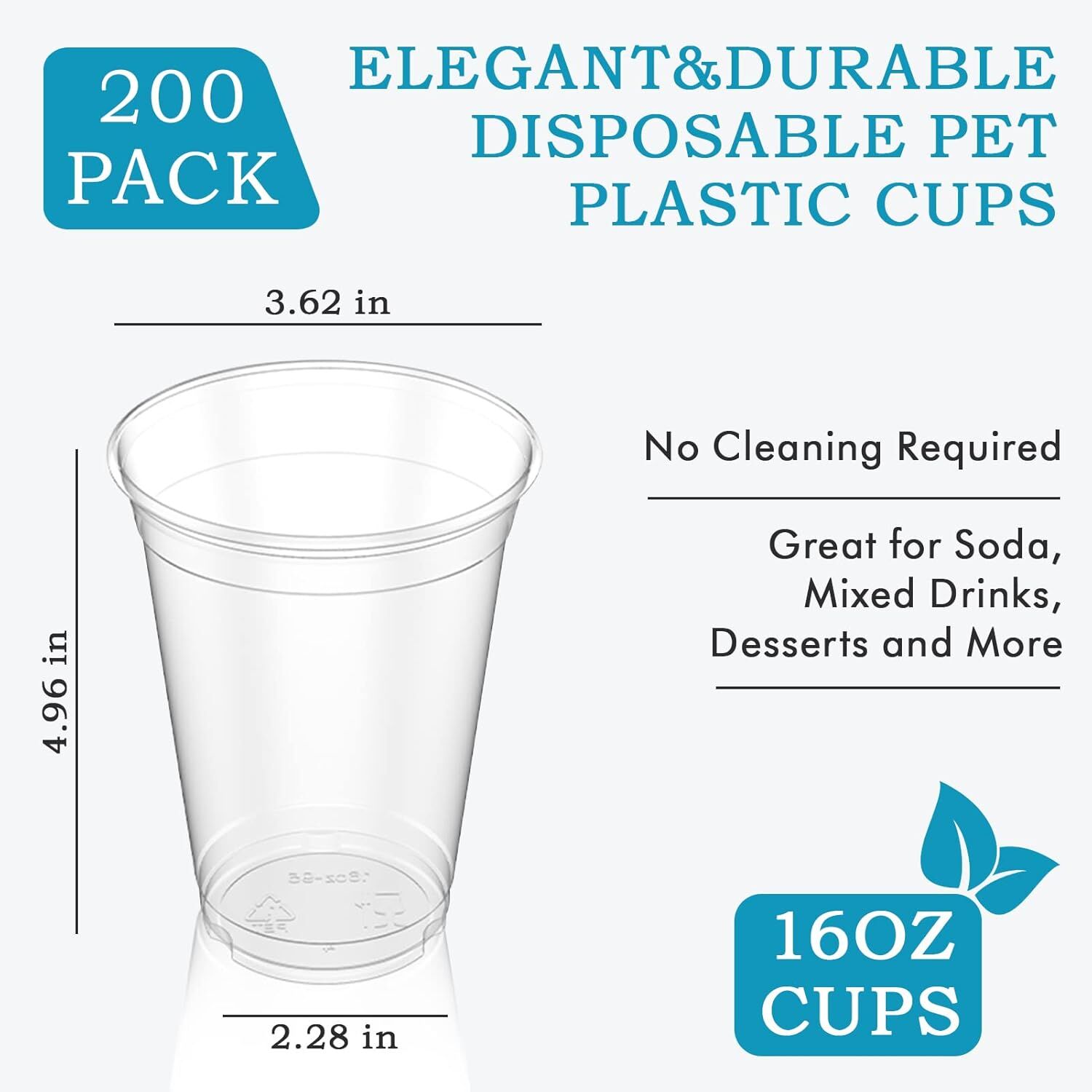 540x 16oz (480ml) Premium Plastic Clear Cups Extra Strong PET BPA Free 3