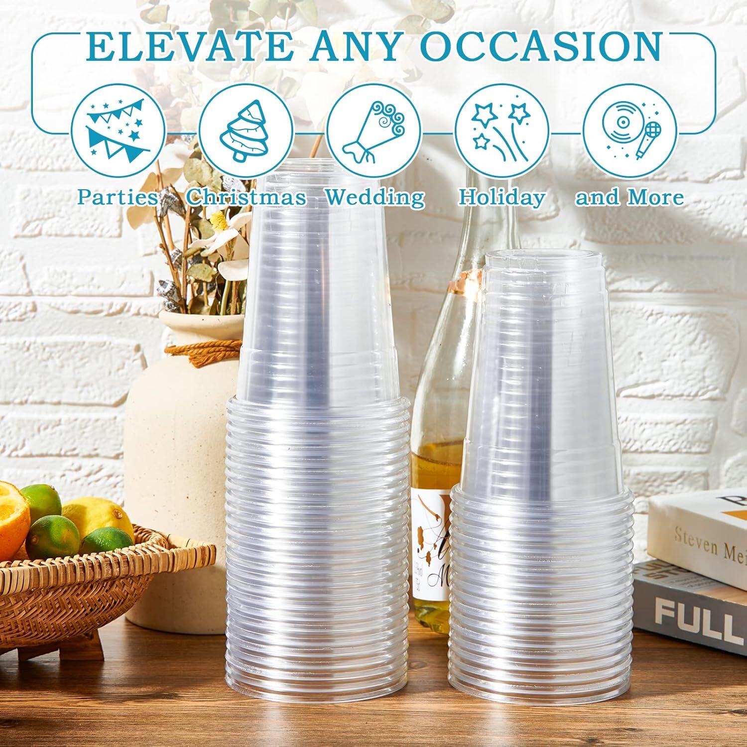 540x 16oz (480ml) Premium Plastic Clear Cups Extra Strong PET BPA Free 6