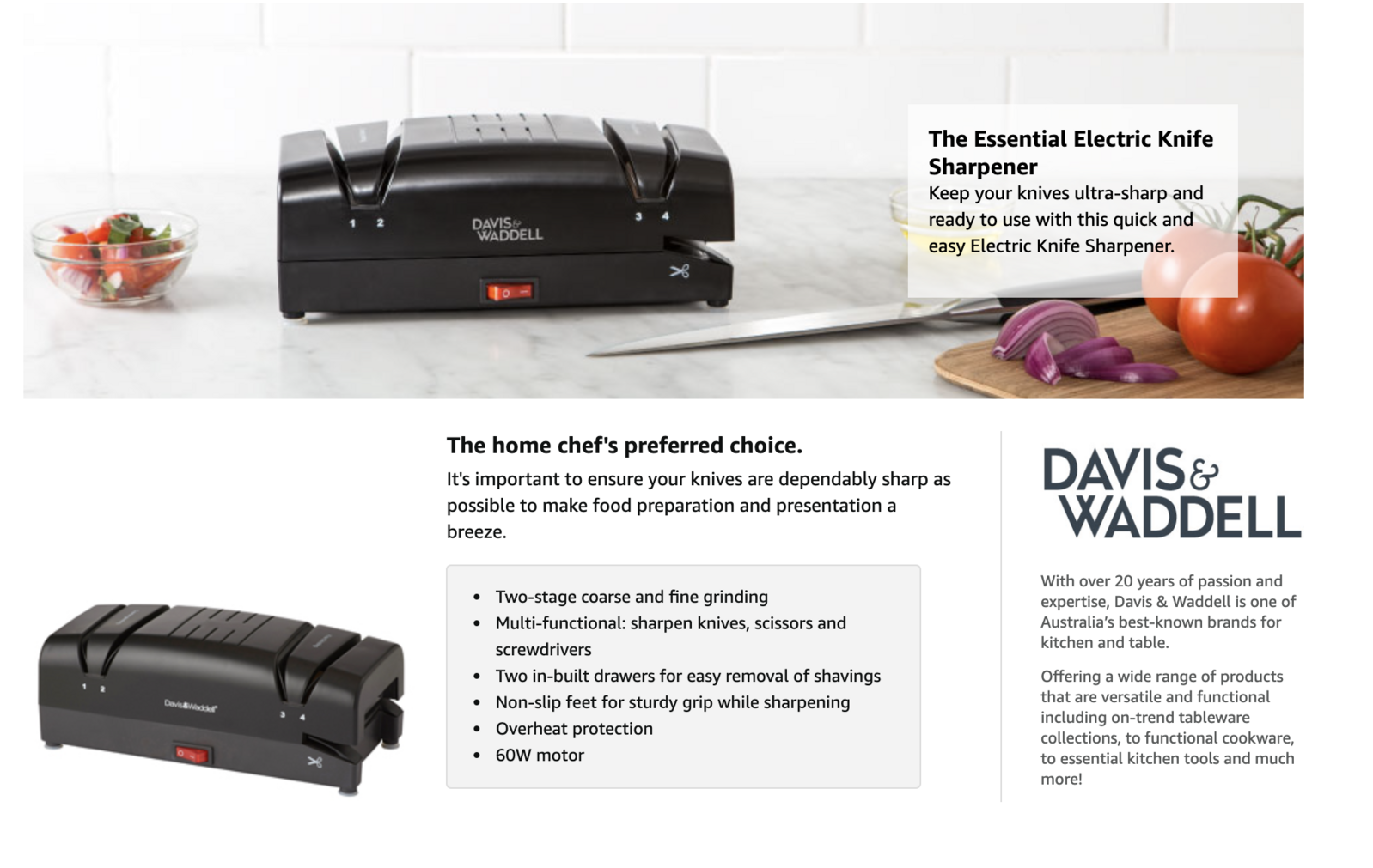 Davis & Waddell Electric Knife Sharpener Knives Scissors Screwdriver Tool Utensil Butcher 8