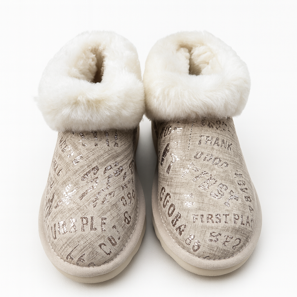Womens Australian Sheepskin Wool Fur Mini UGG Ankle Boots in Gold Sand - 8 4
