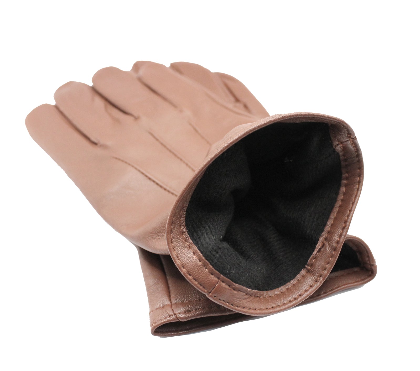 Dents Mens Genuine Full Grain Leather Gloves 3 Point Stitch Fleece Lined Warm Winter - Cognac - X-Small 4