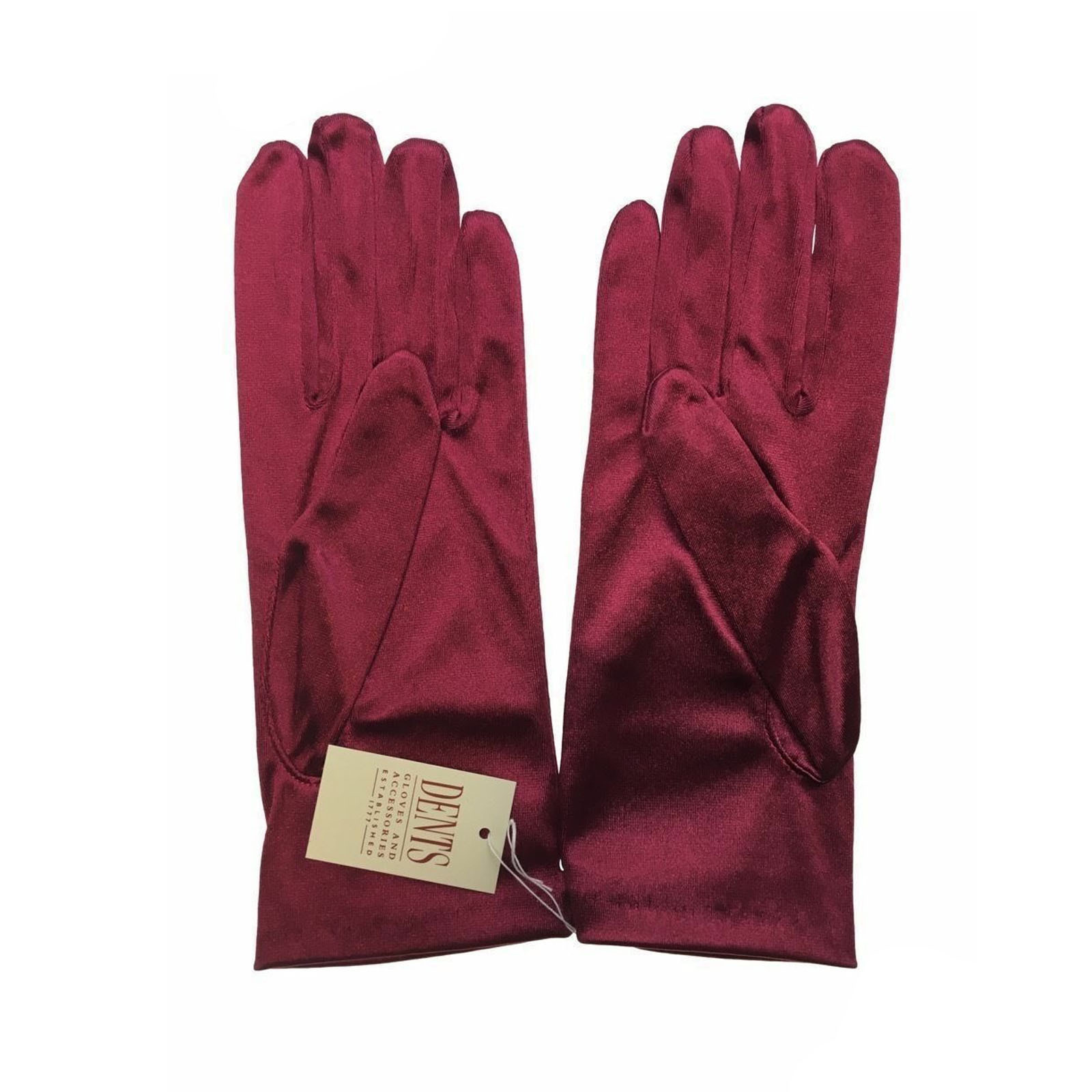 DENTS Wrist Length Satin Evening Gloves Wedding Stretch Formal Bridal in Wine Red 3