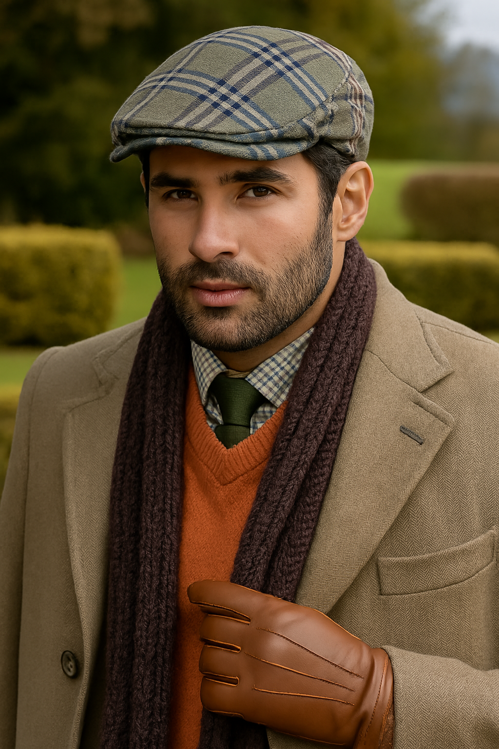 DENTS Quilted Flat Ivy Cap Hat Driving Newsboy Elastic Back Cabbie - Grey Check - 55cm 4