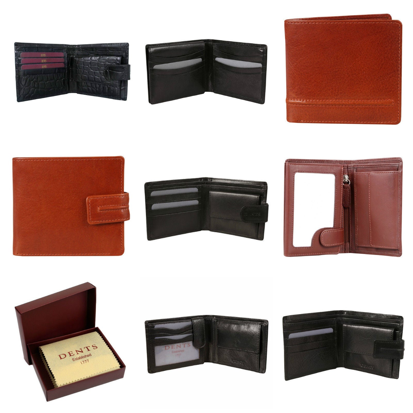 DENTS WALLET Genuine Italian LEATHER Mens Credit Card Holder Bifold GIFT BOX - 3