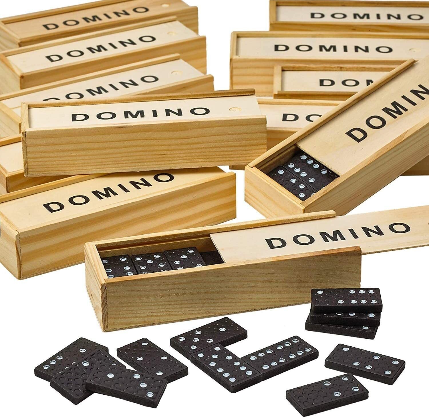 Domino Set Wooden Box Kids Children Traditional Toy 28 Dominoes 3
