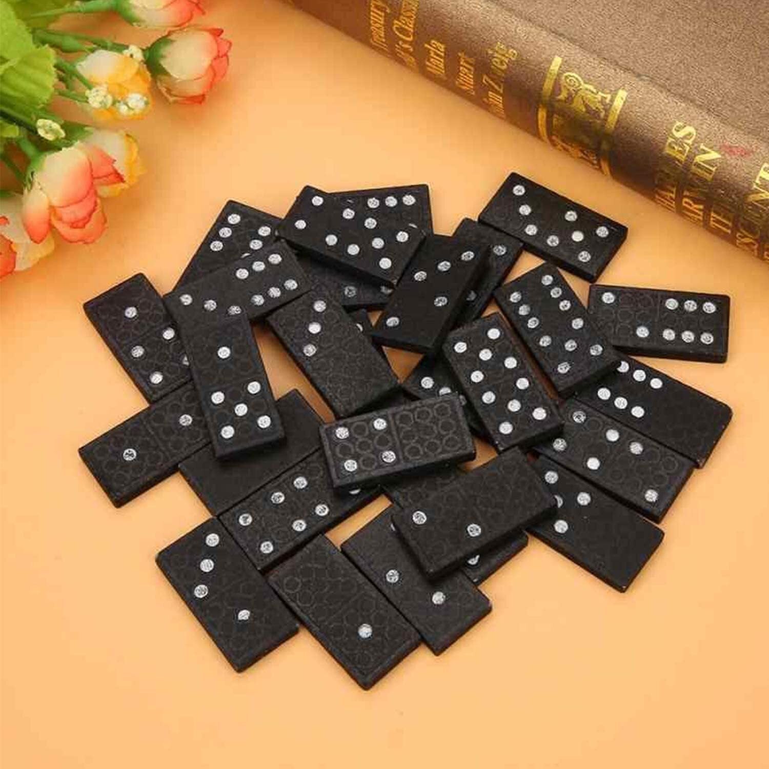 Domino Set Wooden Box Kids Children Traditional Toy 28 Dominoes 6