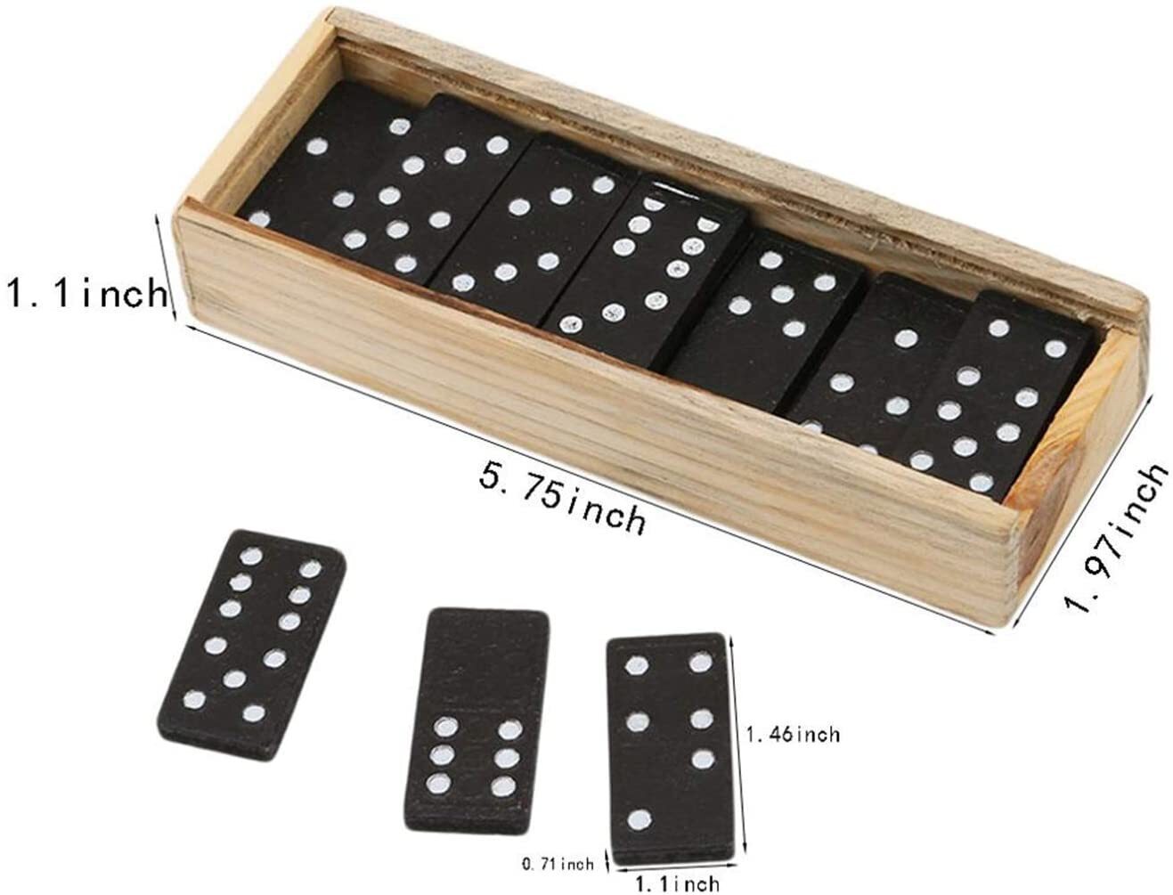 Domino Set Wooden Box Kids Children Traditional Toy 28 Dominoes 7
