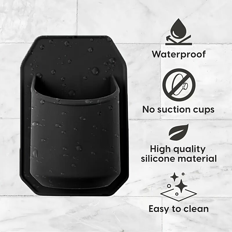 Silicone Shower Beer Holder Wall Mounted Beverage Can Rack Self Adhesive in Black 6