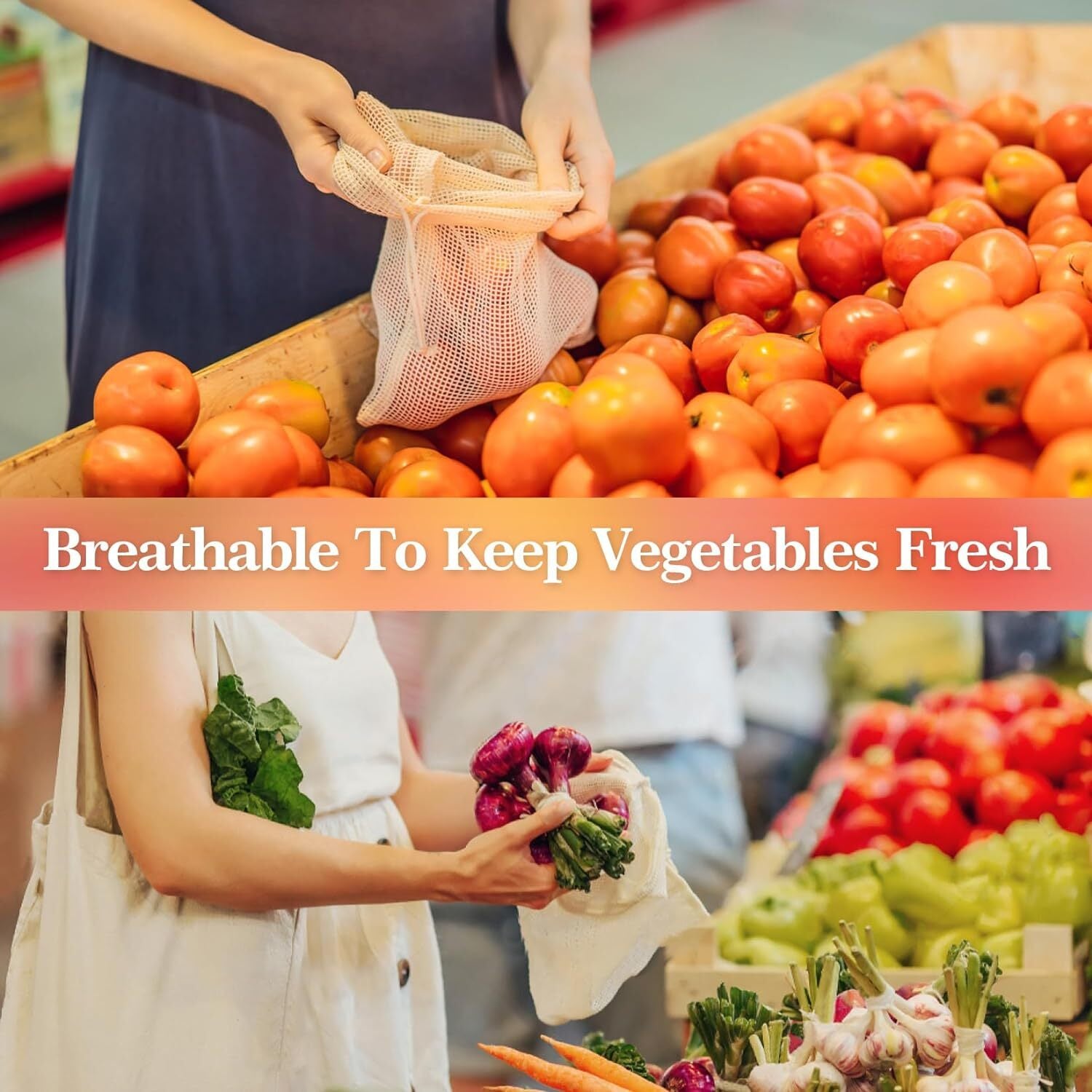 Set of 10 ECOCLAND Reusable Mesh Produce Bags Fruit Grocery Storage Washable Eco Bag 4