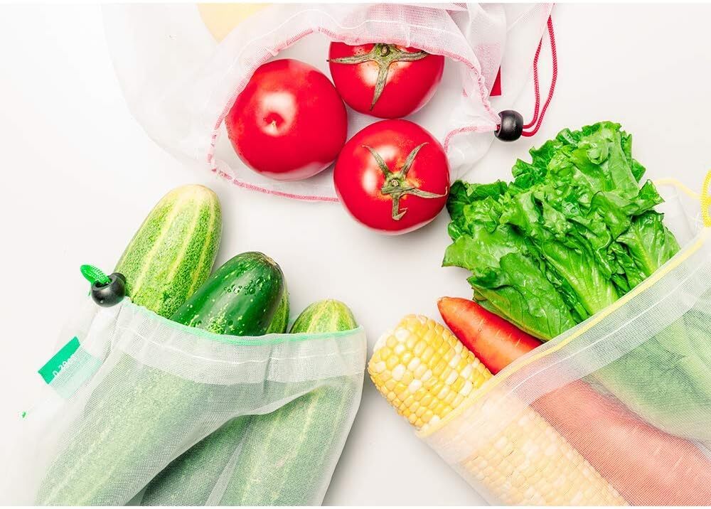Set of 10 ECOCLAND Reusable Mesh Produce Bags Fruit Grocery Storage Washable Eco Bag 9
