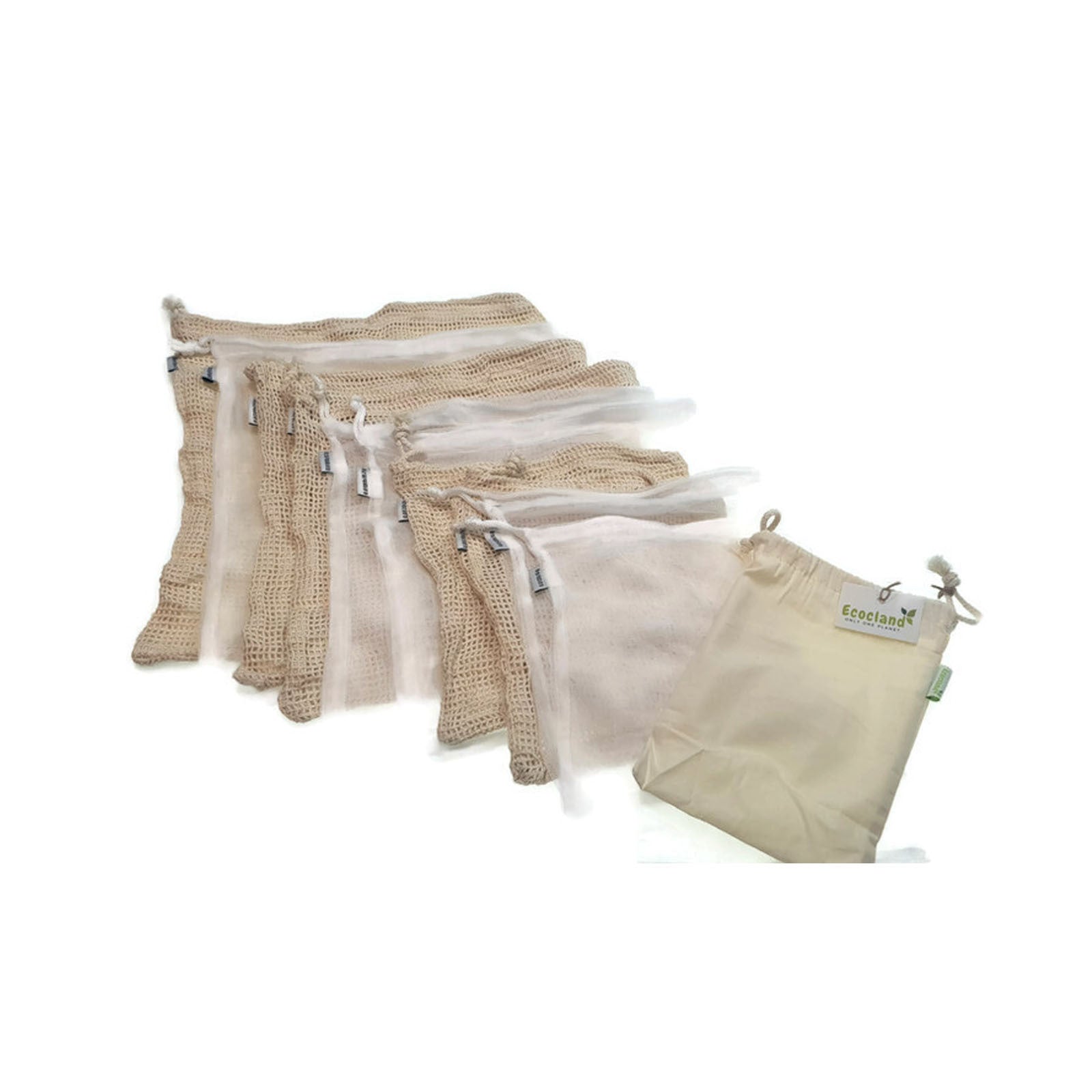 Set of 10 ECOCLAND Reusable Mesh Produce Bags Fruit Grocery Storage Washable Eco Bag 11