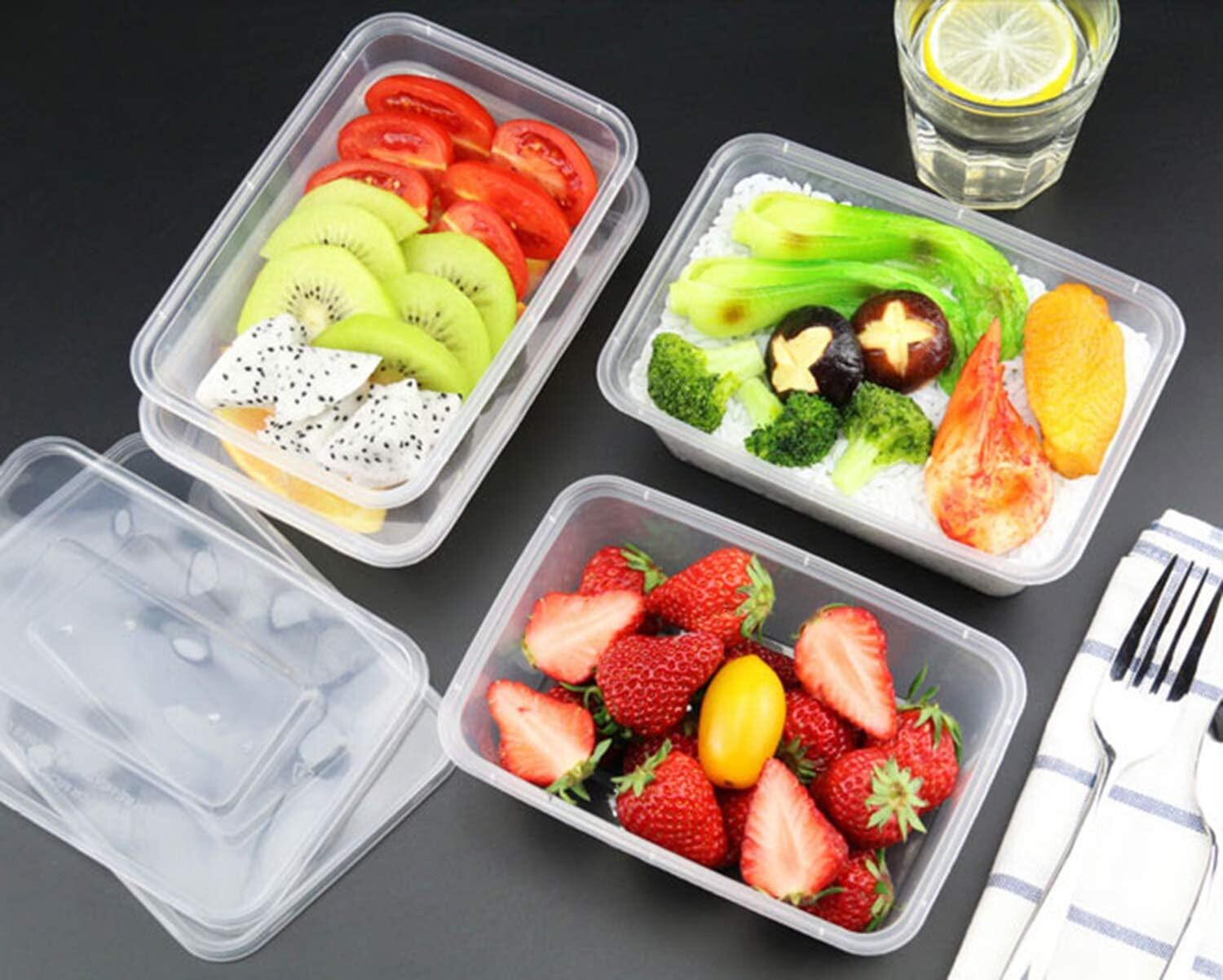 500pcs 350ml Reusable Food Containers Plastic Meal Prep Storage w/Lids - BPA Free 3
