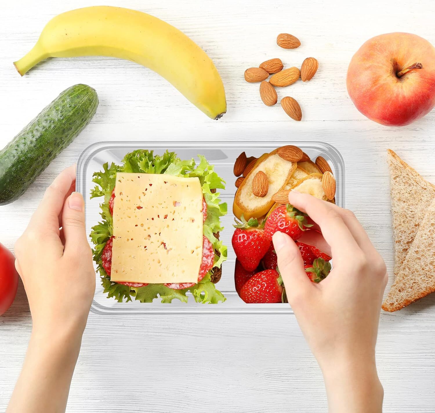 96pcs 2000ml Reusable Food Containers Plastic Meal Prep Storage w/ Lids - BPA Free (246*157*67mm) 8