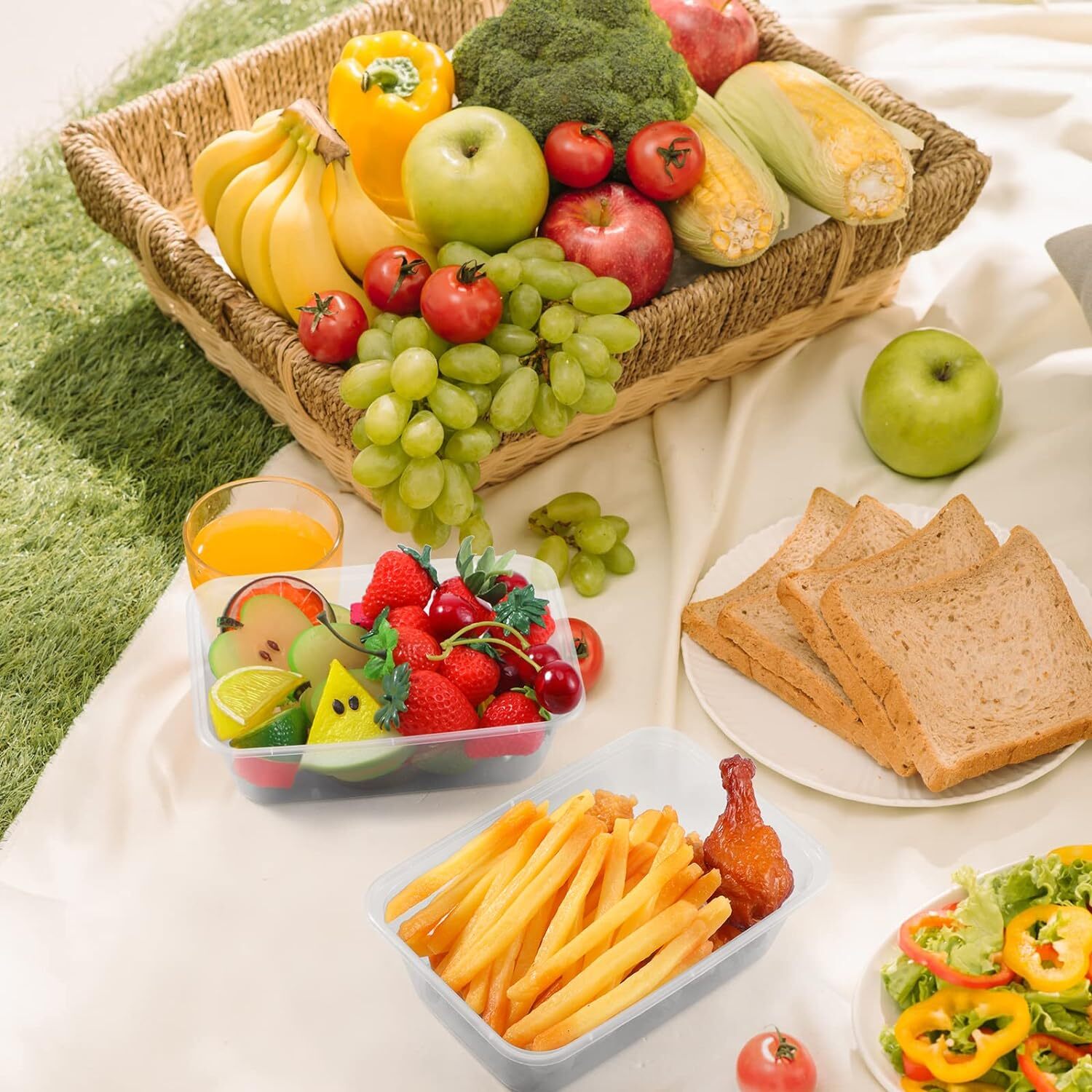 96pcs 2000ml Reusable Food Containers Plastic Meal Prep Storage w/ Lids - BPA Free (246*157*67mm) 10