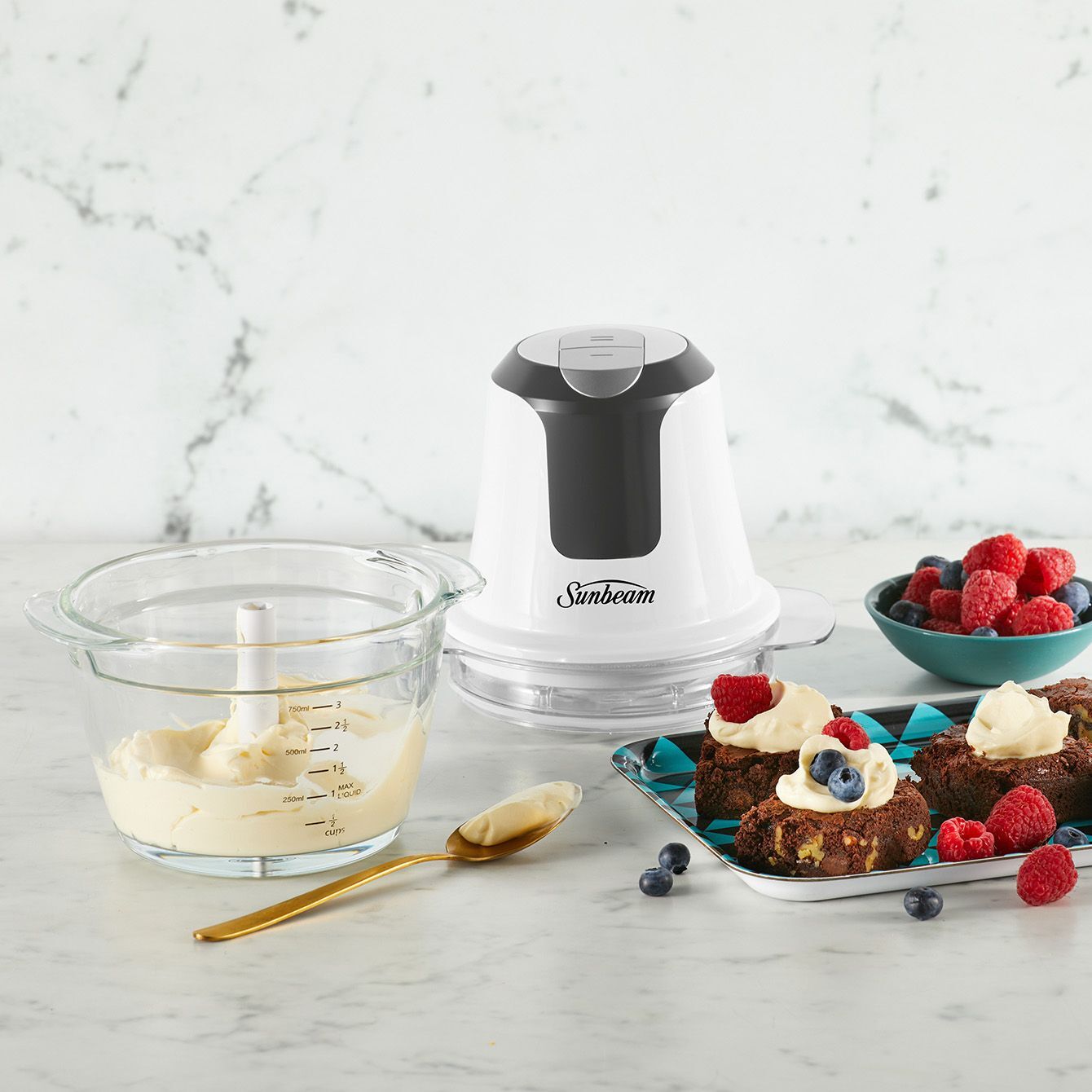 Sunbeam Mini Glass MultiChopper Food Processor - White 3