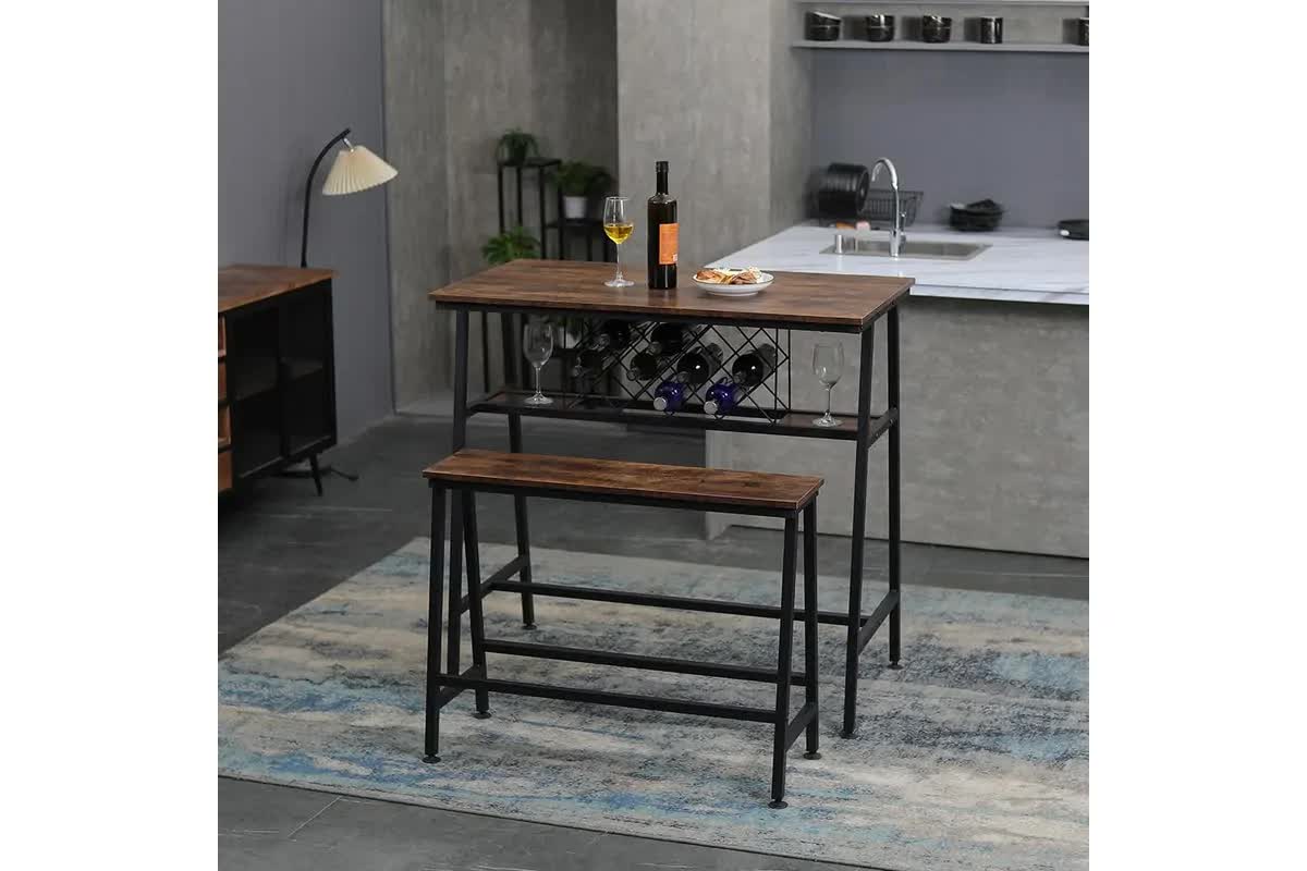 Viviendo Dining Table, Bar Table with Wine Storage Rack - Industrial Style 5