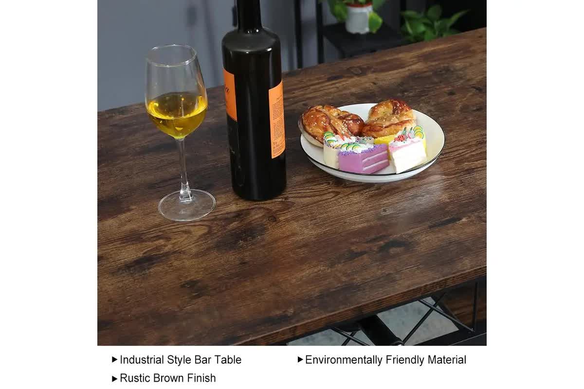 Viviendo Dining Table, Bar Table with Wine Storage Rack - Industrial Style 7