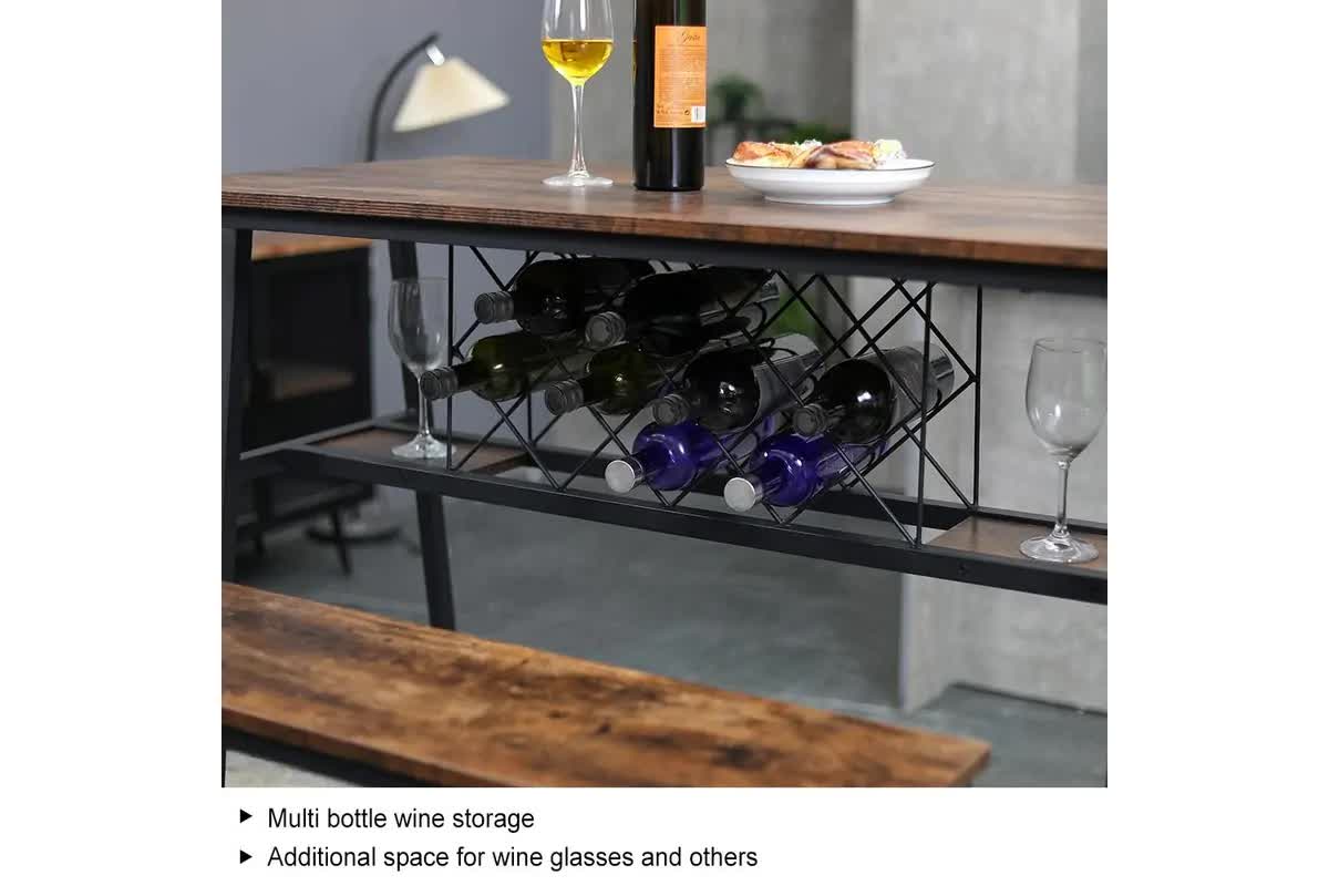 Viviendo Dining Table, Bar Table with Wine Storage Rack - Industrial Style 8