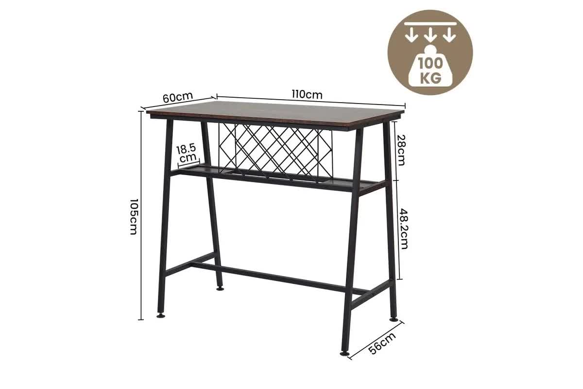 Viviendo Dining Table, Bar Table with Wine Storage Rack - Industrial Style 9