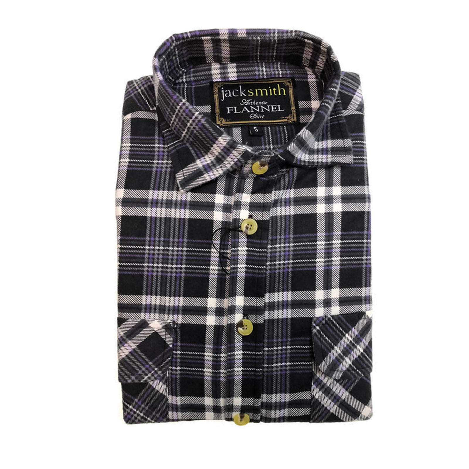 Mens Flannelette Shirt 100% Cotton Check Authentic Flannel Long Sleeve Vintage - Navy Check - S 8