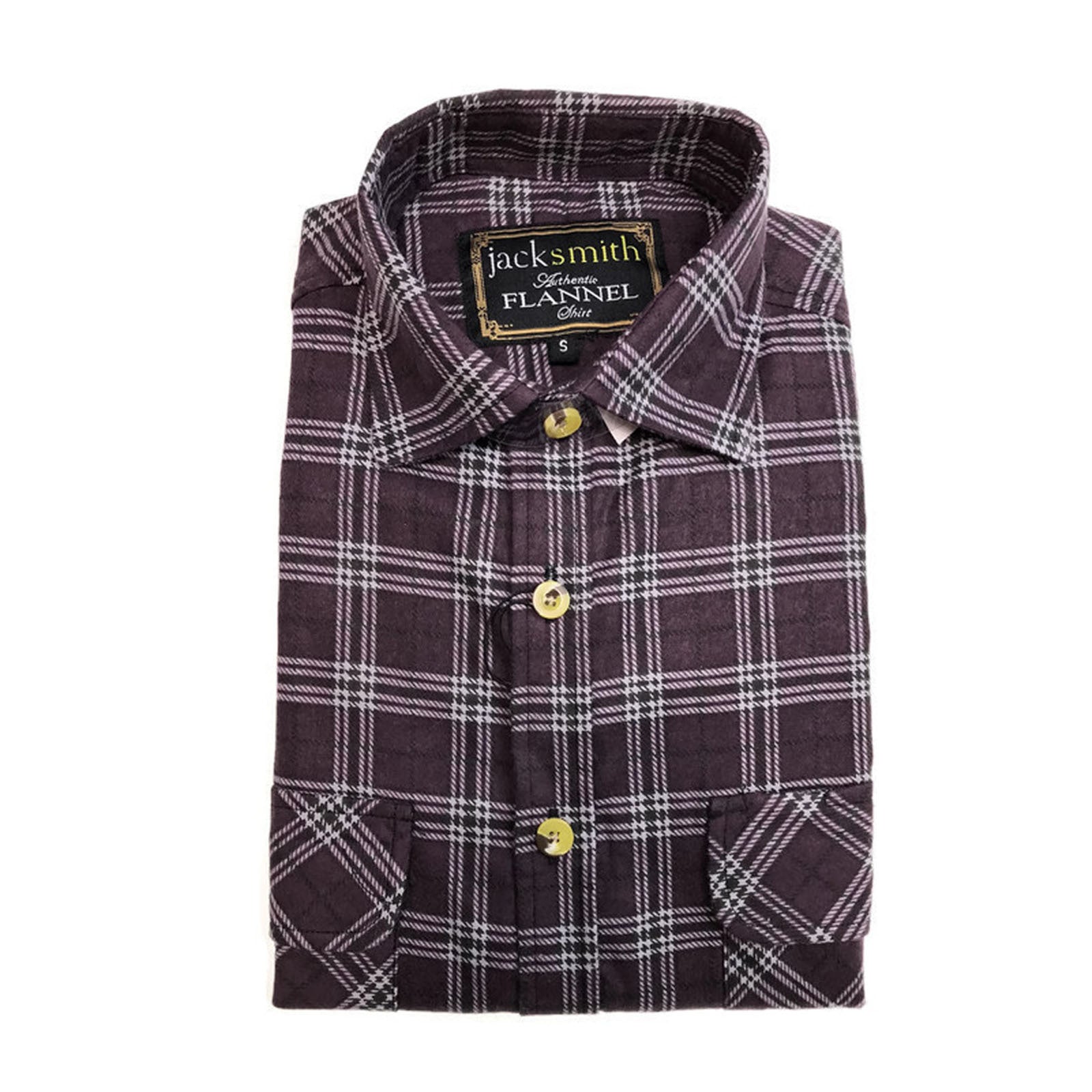 Mens Flannelette Shirt 100% Cotton Check Authentic Flannel Long Sleeve Vintage - White/Blue Denim - S 9