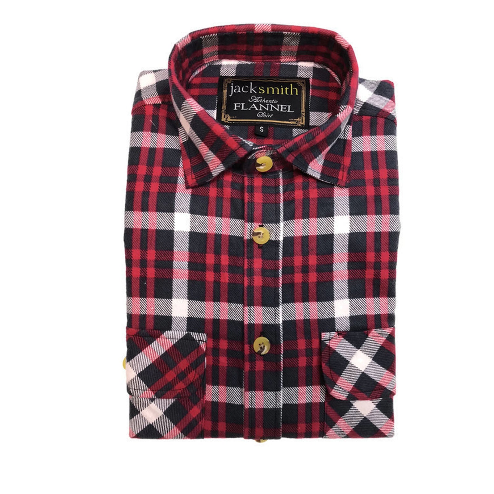 Mens Flannelette Shirt 100% Cotton Check Authentic Flannel Long Sleeve Vintage - White/Blue Denim - S 10